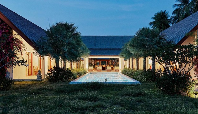 Spacious 6-bedroom beachfront estate with staff in serene Koh Samui