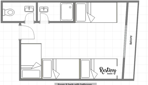 Family 8 beds with bathroom inside